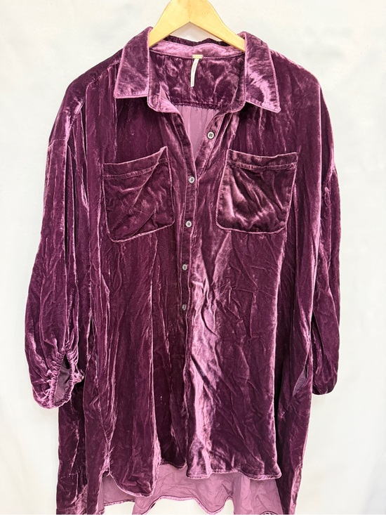 Free People Tops - Free People Plum Velvet Oversized Tunic Shirt Small